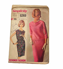 Simplicity 6269 Women's Vintage Original Designer Fashion Dress Sewing Pattern picture