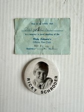 Vintage Ricky Schroder Pin Button & Fan Club Card, Rare picture