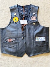 NWOT HARLEY DAVIDSON BLACK LEATHER PATCHES VEST SIZE 42 / L picture