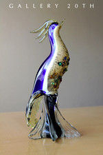 SUPERB MID CENTURY MURANO BIRD OF PARADISE SCULPTURE VTG BLOWN GLASS 50'S BOHO picture