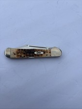 2021 CASE XX 61749L SS Mini Copperlock Amber Bone Peach Seed Pocket Knife. picture