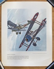 Vtg 1959 NIEUPORT 28 & RUMPLER Military Airplanes MERV CORNING Litho Print 50s picture