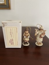 Lot 2 Vtg Schmid Shackman Christmas Ornament Angel  Doll Drummer Boy Mid 80s EUC picture