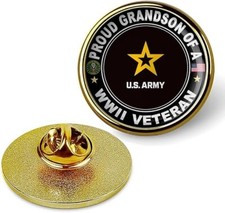 Proud Grandson Of A Wwii Veteran Tie Suit Shirt Lapel Pin - Gold picture