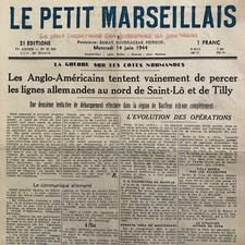 Journal Le Petit Marseillais 14/06/1944 WW2 # Barfleur Saint-Lô Tilly # Darnand picture