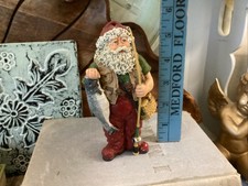 Vintage 1997 June McKenna Flat Back Country Santa Fisherman Ornament Figurine picture