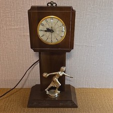 Vintage Mid-Century Electric Trophy Clock - Woman Bowler - Working 1950s/1960s picture