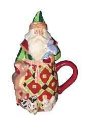 Jim Shore Santa Woodland Covered Ceramic Mug Cup With Lid Christmas Holiday picture