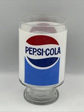 Vintage Pepsi Cola Large Footed 32 Ounce Drinking Tumbler Glass Pedestal  picture