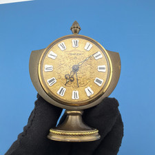 Vintage Swiza 8 Swiss Made Brass Ball Alarm Clock MCM Pedestal Base picture