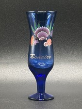 Vintage Cobalt Blue Hurricane Style Shot Glass  Bonaire Souvenir  picture
