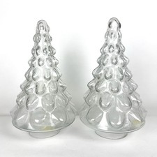 VTG Pier 1 Clear Glass Christmas Trees Lot Of 2 picture