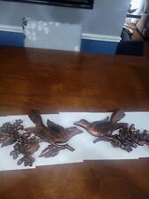 Vintage MCM 1967 Coppercraft Guild Birds On Dogwood Branch Wall Decor Lot Of 2 picture