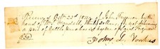 1849 Handwritten receipt John L Voorhees Deliver Sale Cattle WM P Crandall picture