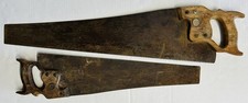 Vintage Warranted Superior Hand Saws 20 and 26 Inch Wood Handle picture