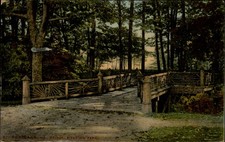 Riverton Park ~ rustic bridge ~ Portland Maine ~c1910 vintage postcard picture