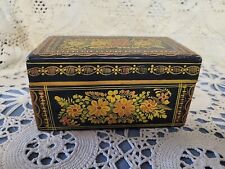 Black Laquer Hand Painted RUSSIAN decorative Box picture