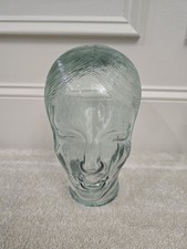 Vintage Clear Glass Mannequin Head  with Hair Store Countertop Display picture