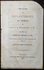 1856 Claims of Philanthropy by Rev C K Marshall - Centenary College of Louisiana picture