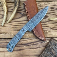 CUSTOM HAND FORGED Damascus Skinner Blank Blade Hunting Knife Making W/Sheath picture