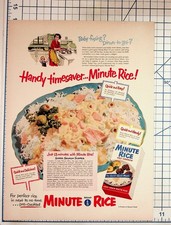 Vintage Minute Rice Magazine Ad 1950s Quick Easy Salmon Supper Recipe General picture