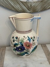 Ludwig Wessel Antique Early 1900’s Large Beige Floral Porcelain Jug Pitcher picture