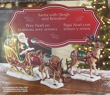 Costco Santa with Sleigh and Reindeer Holiday Christmas Decor Resin picture