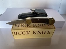 Vintage Buck 112 Ranger Three-Dot Folding Pocket Knife 1980-1981 3-Dot W/ Sheath picture