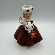 Vintage Napcoware Christmas Shopper Girl Planter in Brown Dress Japan w/ Label picture