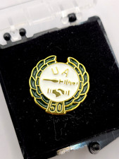 UA 50 Lettered Pin Green Wreath White & Gold Tone picture