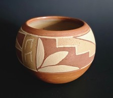 Vtg San Juan Pueblo Pottery Bowl Rosita Cata Signed Native American Redware  picture