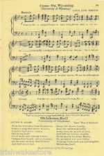 UNIVERSITY OF WYOMING Vintage Song Sheet c 1931 