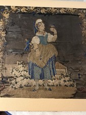 Antique Georgian Ir Victorian Era Petit Point  Needlework on Silk picture