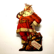 NOS 1940s-1950s RICHFIELD DEALER CHRISTMAS ADVERTISING HANGING SANTA CARD PROMO picture