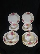 4 Rose Rossetti Tea Cup, Saucer and Dessert plate Sets Roses Japan picture