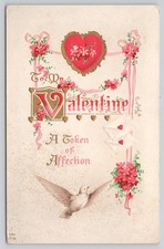 To My Valentine Postcard Embossed Heart Dove c1914 New Haven MO Posted picture