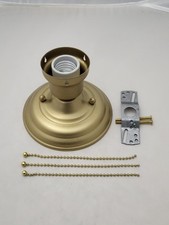 LOOK NEW GOLD 3-CHAIN FIXTURE - VINTAGE ART DECO SHADE Three Chain picture