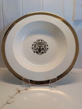 Taylor Smith & Taylor Heirloom Rimmed Soup Bowls Set 6 22K Gold Floral 9¼