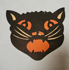 VINTAGE HALLOWEEN SCREAMING BLACK CAT FACE DIE CUT USA 6