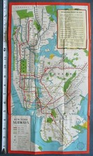 1947 American Legion New York City NYC Subway Map 9.5x17.5