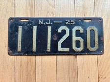 1925 New Jersey License Plate picture