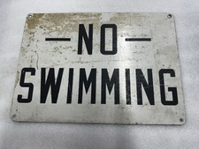 Vintage No Swimming sign Thick Aluminum Street Sign Retired County Sign 14x10 picture