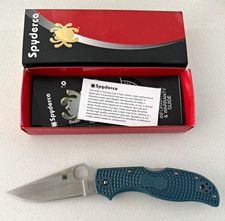 Spyderco stretch 2  K390 Blue FRN Lockback Plain Edge Drop Point Manual Clip picture