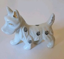 Vintge Scottie Black White Spotted Porcelain Japan Figurine  picture
