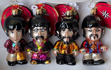 Christopher Radko THE BEATLES Four Gems Ornaments John Paul Ringo George Set 4 picture