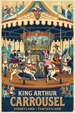 King Arthur Carrousel Disneyland Attraction Ride Vintage Disney Poster Print picture