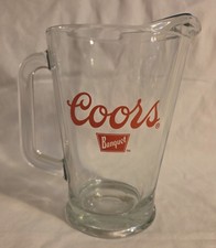 Vintage 1970s Coors Banquet Heavy Large Glass Beer Pitcher 64 oz. Barware picture