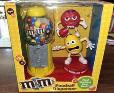 M&M'S M&M Candy Dispenser Coin Bank Red and yellow Football NIB - VERY RARE picture