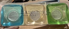 VTG Set of 3 Pier 1 Imports Glass Tea Light Holders Blue Pink Green NIB picture