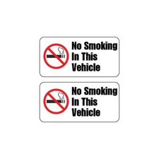 2 Pack NO SMOKING IN THIS VEHICLE Car Window Bumper Warning Vinyl Sticker Decals picture
